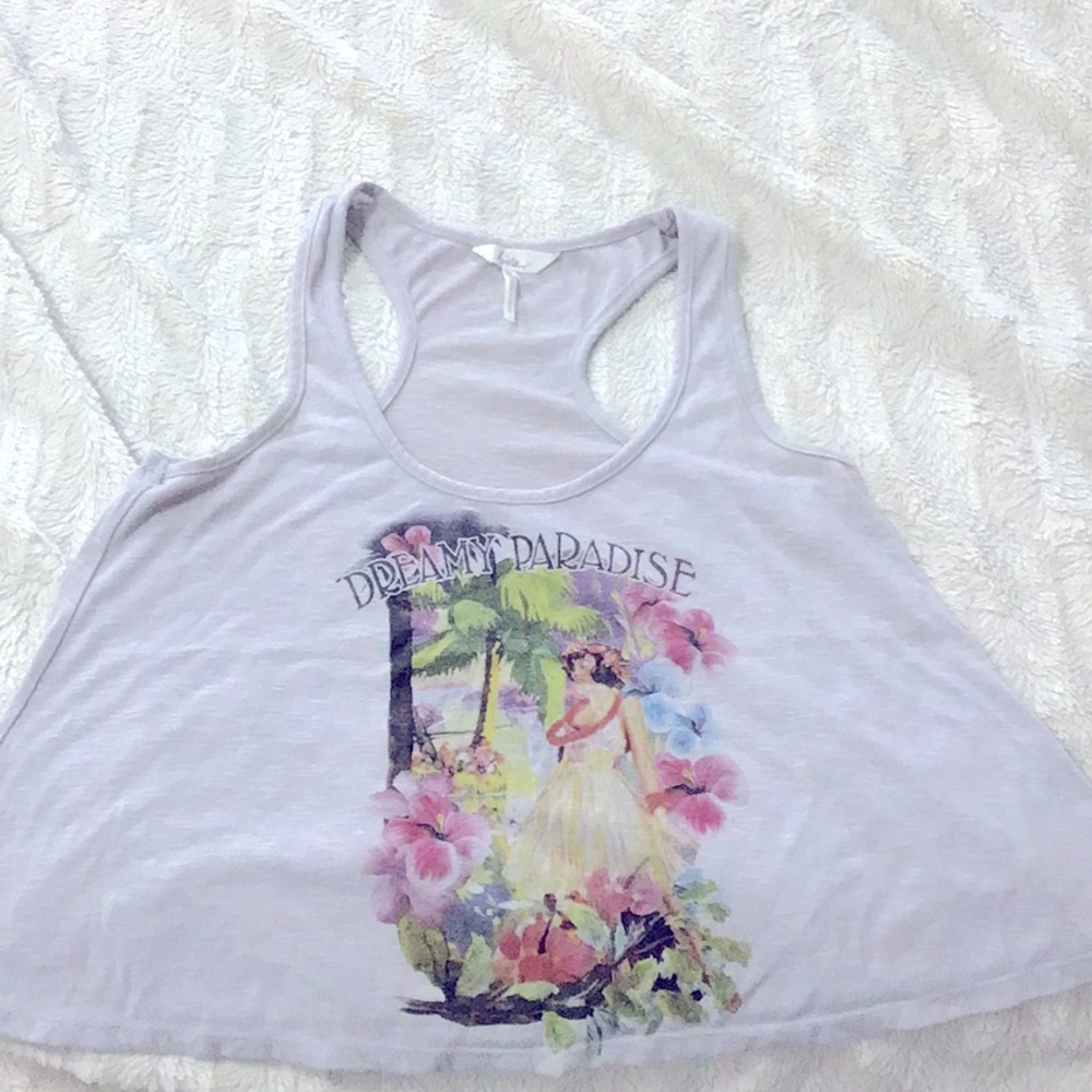 Light gray Hawaiian 🌺 princess themed tank 🔝